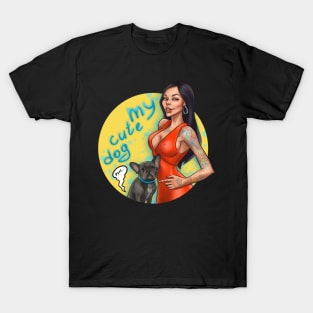 girl with french bulldog T-Shirt